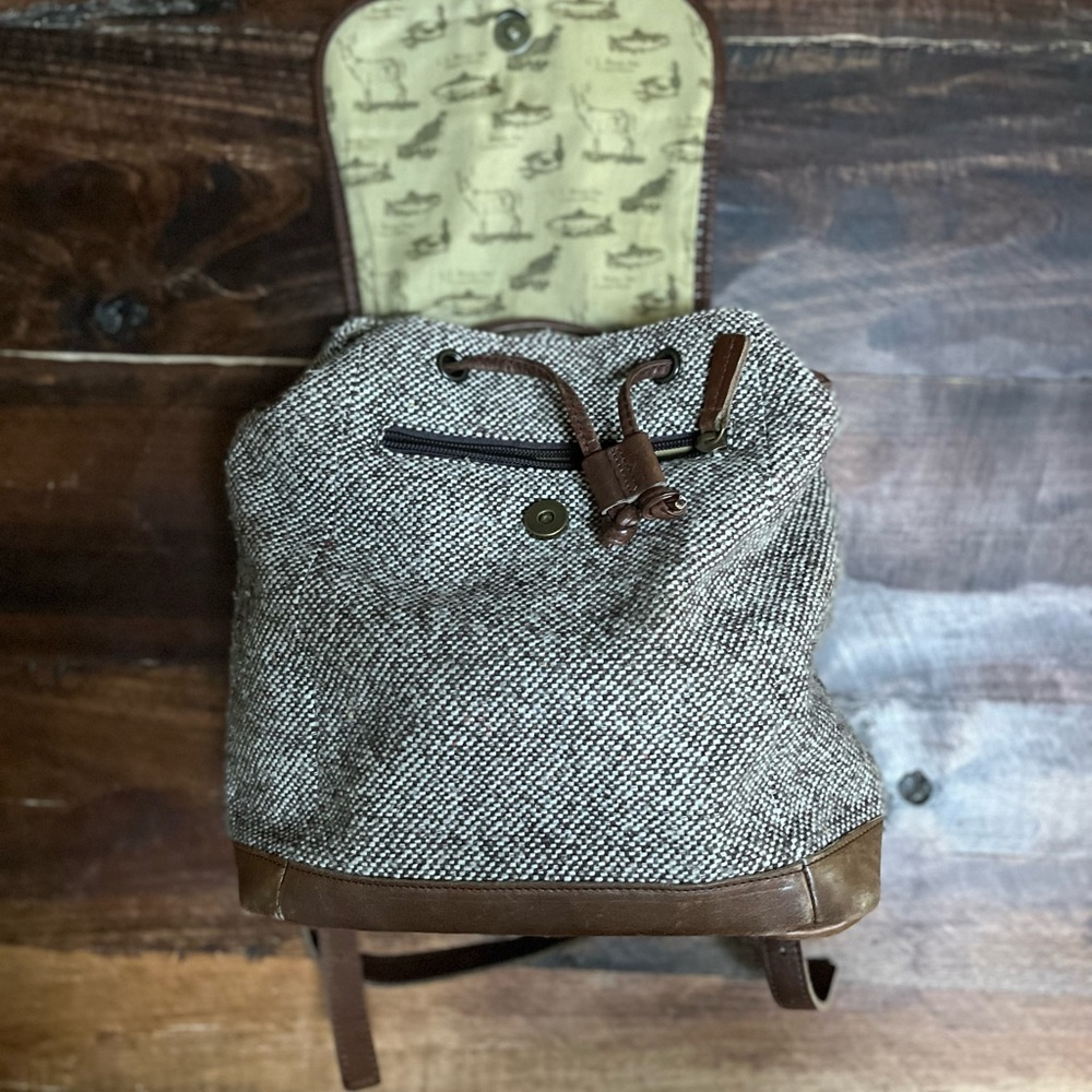 Vintage LLBean Wool blend bucket Backpack Purse - Picture 9 of 10